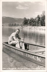 Man in Rowboat Rogers Dock LaFollette Tennessee Postcard Postcard Postcard