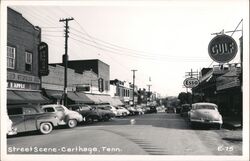 Carthage TN Street Scene Gulf Esso Signs Tennessee Postcard Postcard Postcard