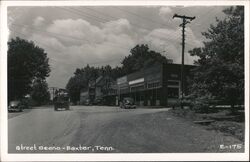 Street Scene, Nunally's Drug Store, Baxter TN Postcard