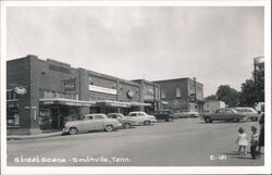 Smithville TN Street Scene Vintage 1950s Drug Store Cafe Cars Tennessee Postcard Postcard Postcard