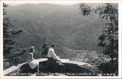 Couple Enjoying Scenic View - Blue Ridge Parkway Near Linville, NC Postcard