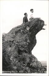 Two Men on Blowing Rock Overlook North Carolina Postcard Postcard Postcard