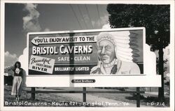 Bristol Caverns Billboard, Route 421, Woman in Skirt Tennessee Postcard Postcard Postcard