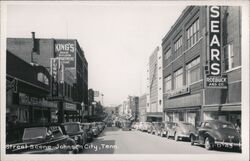 Street Scene - King's & Sears - Johnson City, TN Postcard