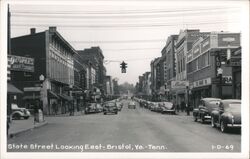 State Street Looking East - Bristol, VA - TN Postcard