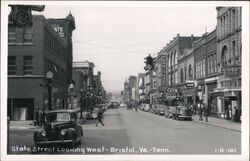 State Street Looking West - Bristol, VA - TN Postcard