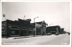 Lenoir City TN Street Scene Ford Dealership Vintage 1950s Real Photo Postcard