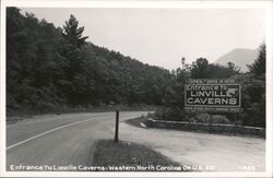 Linville Caverns Entrance Sign - US 221 Postcard