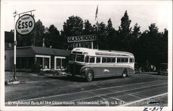 Southeastern Greyhound Lines Bus at the Glass House, US 27 Helenwood, TN Postcard Postcard Postcard