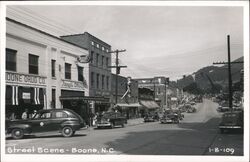 Boone NC Main Street Scene Vintage 1940s Rexall Drugs Store North Carolina Postcard Postcard Postcard