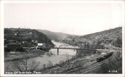 Oakdale, Tennessee - River, Bridge, Train, and Hills Postcard Postcard Postcard