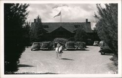 Linville NC Club House Horse Rider Cars Parked Postcard