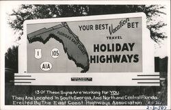 Holiday Highways Billboard, Florida's East Coast Postcard