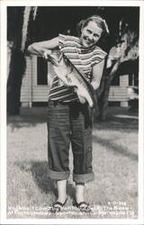 Woman Holding Largemouth Bass, Forrestwood Sportsman's Lodge Welaka, FL Postcard Postcard Postcard