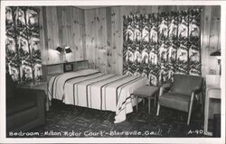 Milton Motor Court Bedroom - Blairsville, GA Postcard