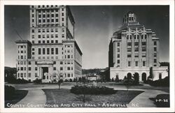 County Court House and City Hall - Asheville, NC Postcard