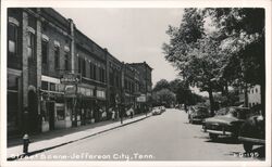 Street Scene - Jefferson City Pharmacy - Vintage 1950s Tennessee Postcard Postcard Postcard