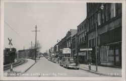 Street Scene with Railroad Crossing, Jefferson City Tennessee Postcard Postcard Postcard