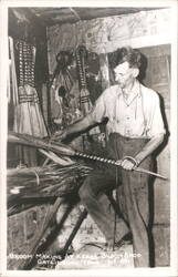 Broom Making at Kear's Broom Shop Postcard