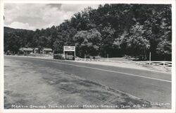 Martin Springs Tourist Camp, US 41, Cabins & Sign Postcard