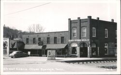 Oliver Springs Drug Co, Reeves Cafe, Bus Terminal Postcard