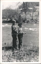 Vintage Photo: Children Fishing at Lloyd's Mill Creek Elk Park, NC Postcard Postcard Postcard