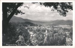 Bryson City, NC Town and Mountain View Postcard