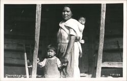 Cherokee Indian Mother and Children North Carolina Postcard Postcard Postcard