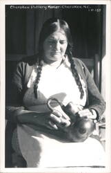 Cherokee Pottery Maker with Vessel Postcard