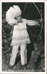 Chief Standing Deer Cherokee Archery Portrait Real Photo Postcard North Carolina Postcard Postcard