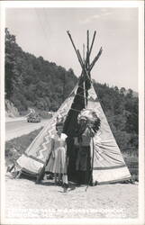 Cherokee Indian and Woman with Teepee Postcard