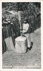 Cherokee Indian Woman Pounding Corn Postcard