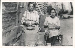 Cherokee Basket Makers, Woman and Girl Weaving Baskets Postcard