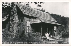 Cherokee Indian Pottery Maker at Home, Cherokee NC Postcard