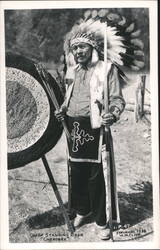 Chief Standing Deer Cherokee Native American Indian Archery Target Postcard