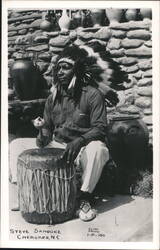 Rare: Steve Sanooke Cherokee Drummer Native American Indian NC Photo Postcard Postcard