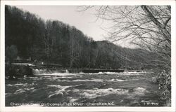 Cherokee Dam on Oconaluftee River Postcard