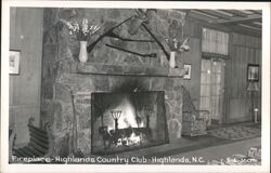 Highlands Country Club Fireplace, Highlands NC North Carolina Postcard Postcard Postcard