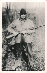 Man Holding Rifle, Stop Thar Stranger Postcard