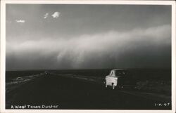 West Texas Dust Storm, Car on Road Postcard Postcard Postcard