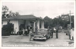 Herndon's Service Station, Atlantic Gas, Orange City, Florida Postcard Postcard Postcard