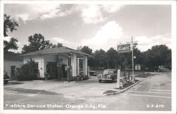 Fisher's Atlantic Service Station, Orange City, Florida Postcard