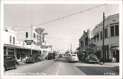 Titusville, Florida Street Scene with Palmetto Cafe Postcard