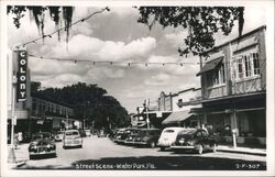 Colony Theater Street Scene Winter Park FL Postcard