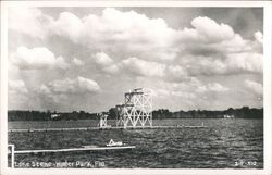 Lake Scene with Diving Platform, Winter Park, Florida Postcard