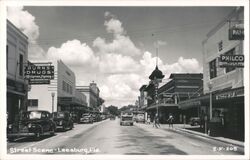 Burns Drugs, Bragdon's Drugs, Leesburg Florida Street Scene Postcard