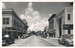 Leesburg, Florida Street Scene with Palace Theater Postcard