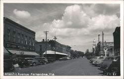 Atlantic Avenue, Fernandina Beach, Florida - Vintage Street Scene Postcard