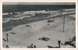 Beachgoers Enjoying the Surf and Sand Postcard