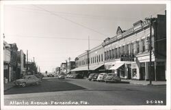 Atlantic Avenue, Fernandına, Florida - Vintage Street Scene Postcard